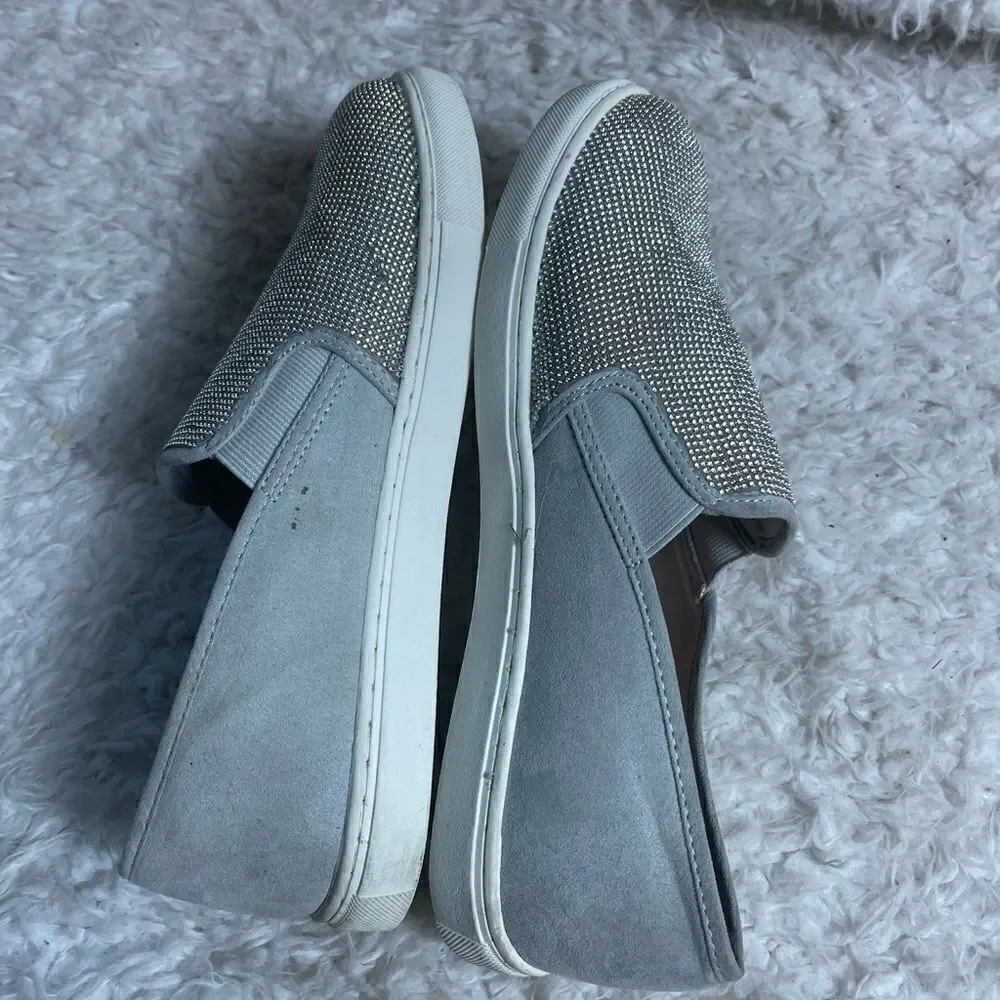 Torrid wide with Gray fabric Rhinestones embellishment slip on sneakers SZ 9.5WW